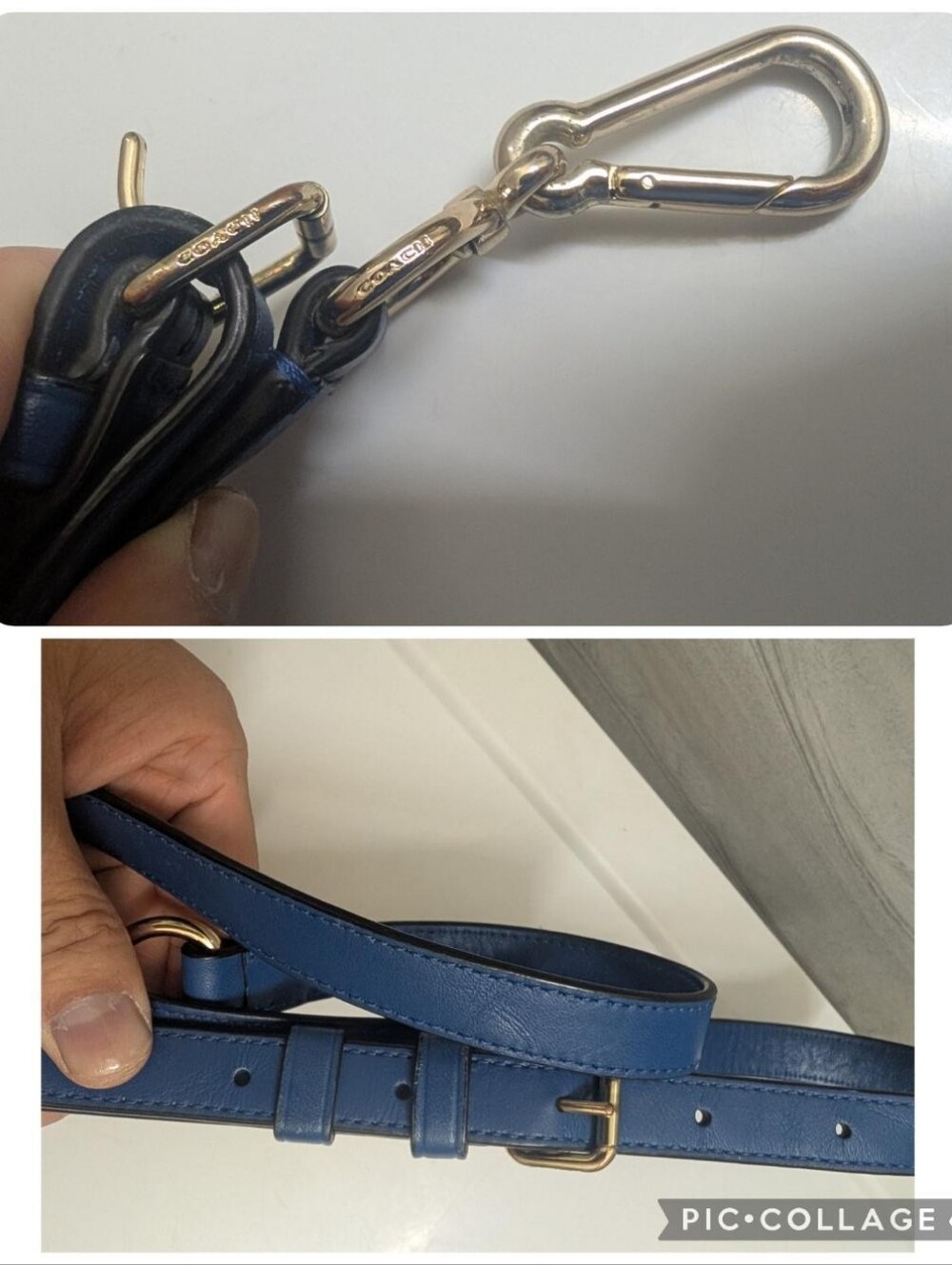 Coach Swagger 27 Carryall Pebbled Leather Blue Handbag Crossbody Strap - Picture 12 of 16